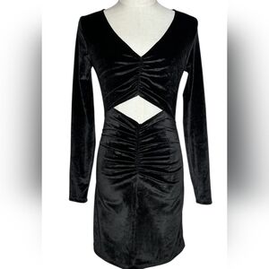 Abercrombie & Fitch Velvet Cutout Dress Size XXLT Black Long Sleeve Bodycon Tall